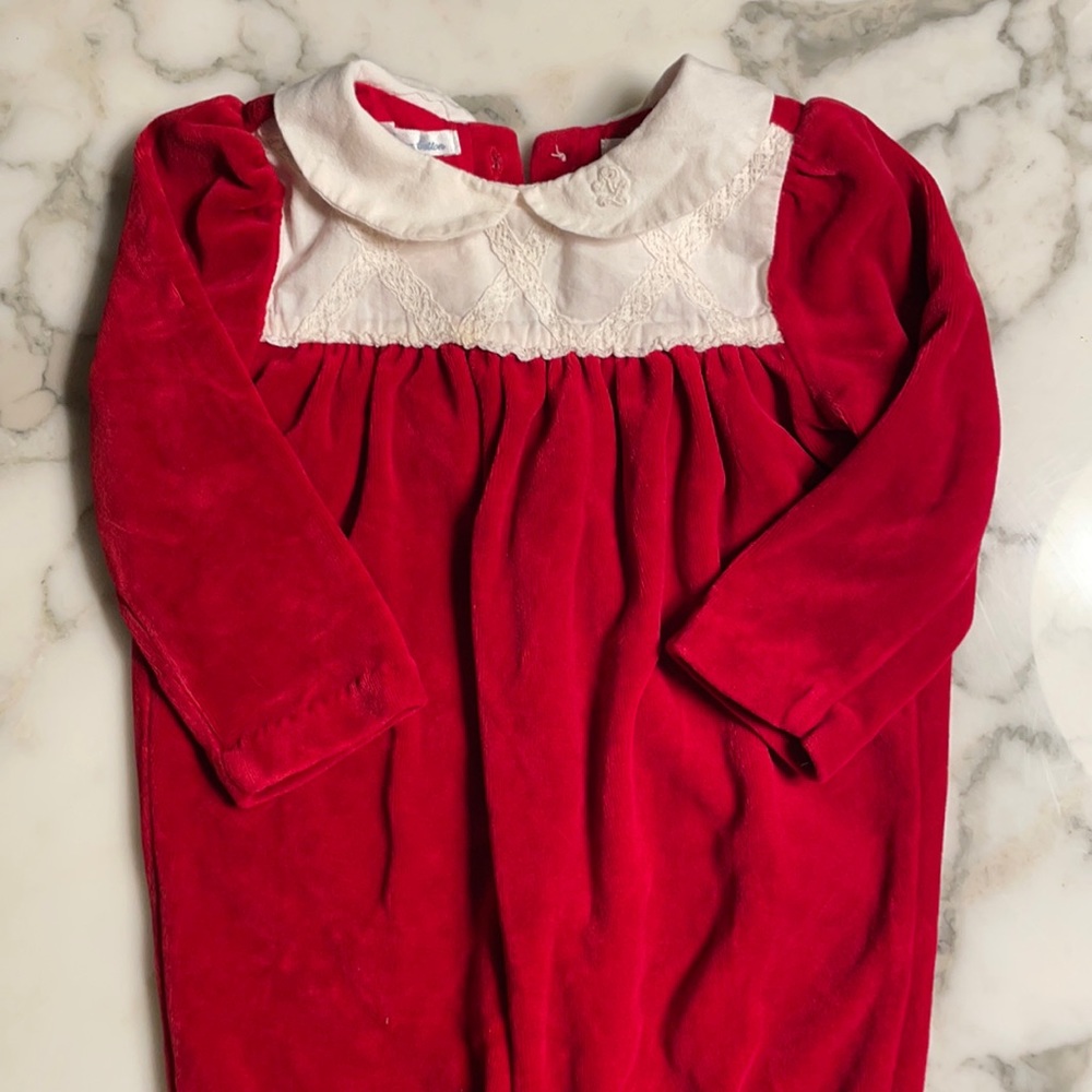 Ralph Lauren Red Velvet OnePiece Footie Romper/Sleepwear